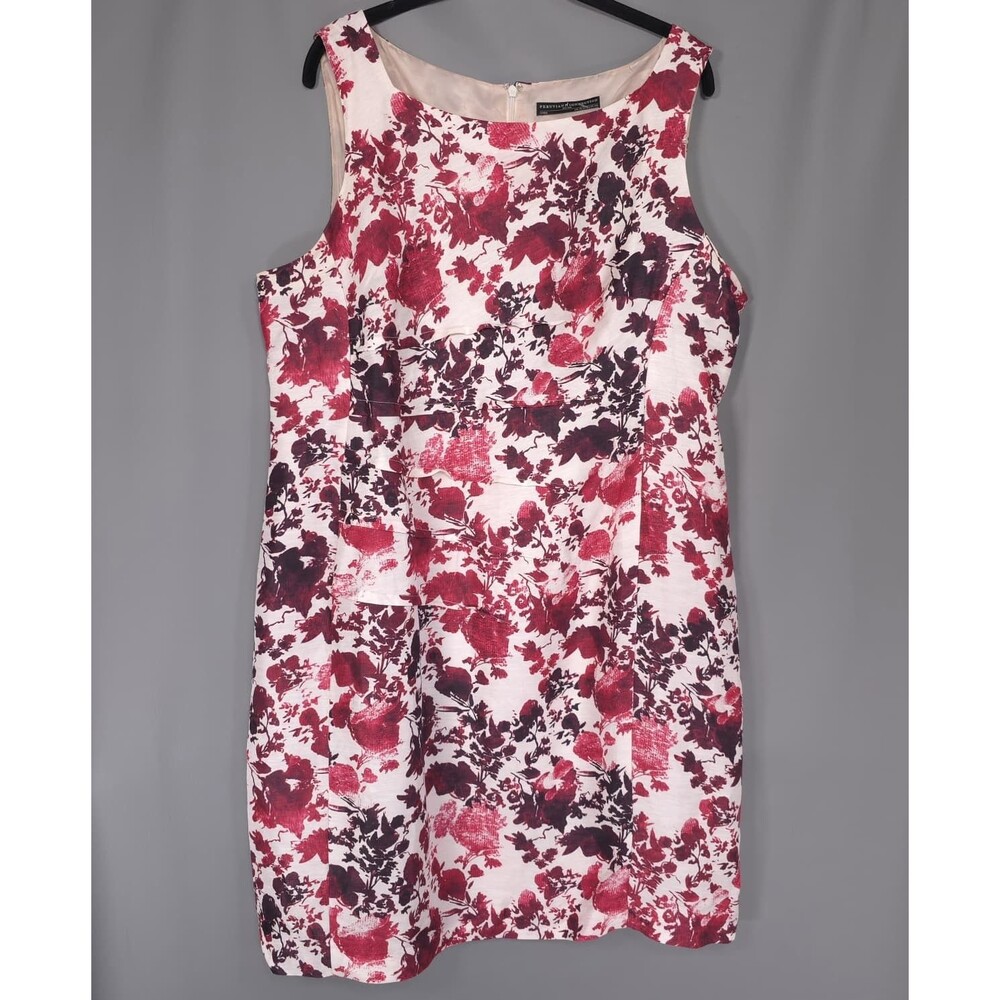 PERUVIAN CONNECTION Women's Shift Dress Plus 18‎ Sleeveless Floral Silk Linen